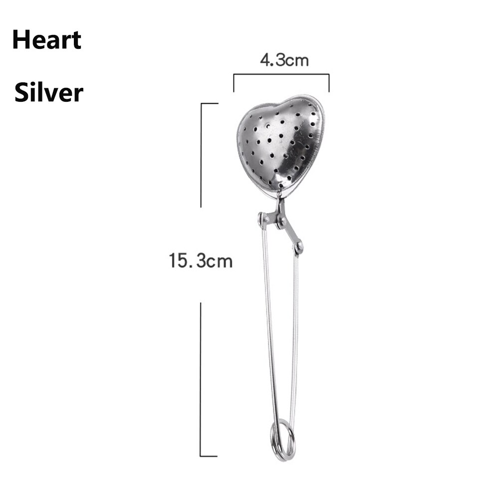 1 PC Herbruikbare Rvs Theezeefje Filters Losse Thee Infusers Spice Diffuser Drinkware Thee Accessoires Keuken Tool: Heart	Silver