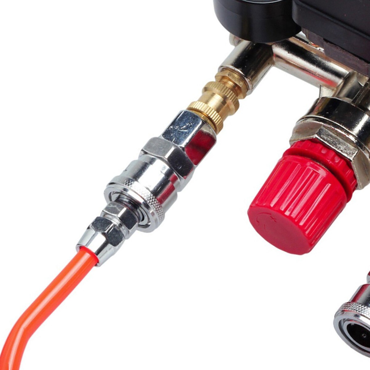 230V Dubbele Outlet Buis Legering Luchtcompressor Schakelaar Drukregelaar Valve Fitting Onderdelen Luchtcompressor Buis Met Gauge