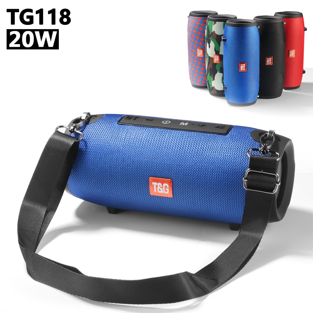 20W High-power Portable Speakers TG125 Outdoor Waterproof Battle Drum Wireless Speaker FM Radio loudspeaker USB Port AUX Input