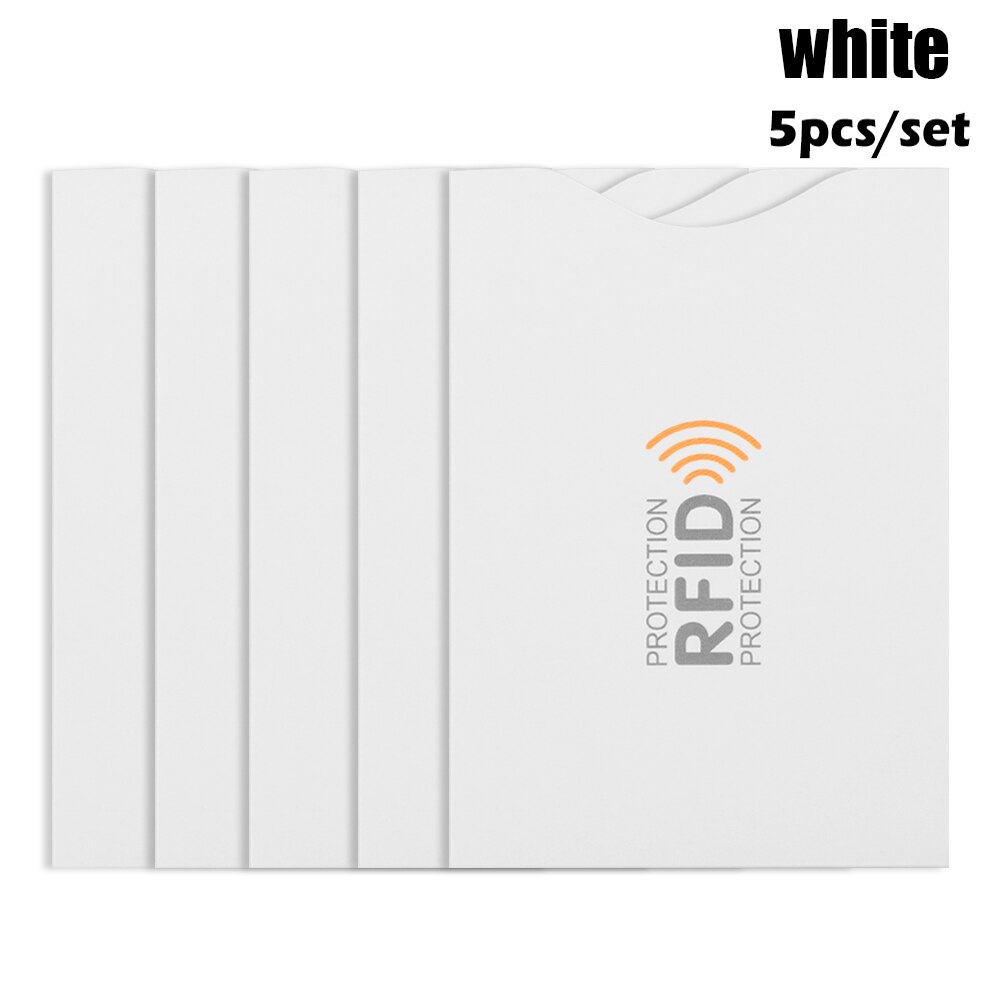 5 Stuks Anti Diefstal Rfid Credit Kaarthouder Multicolor Bankkaart Protector Blokkeren Kaarthouder Sleeve Skin Case Covers: white1