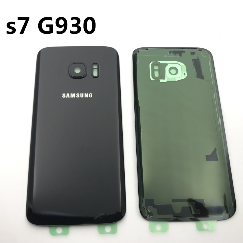 Samsung Galaxy S7 G930 S7 edge G935 cubierta trasera de la batería carcasa de la puerta + oído de la Cámara de cristal lente MARCO DE REPUESTO piezas de reparación: s7 black