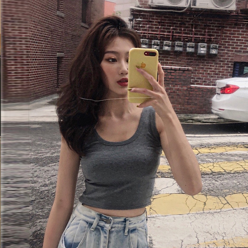 Summer Style Korean-style Base Underwear Hyuna Sleeveless Short Tops Versatile Strapped Vest Women's Outer Wear