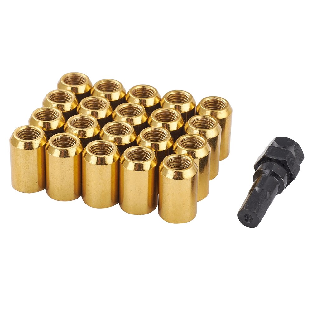 20 stücke 32mm Länge Auto Rad Muttern Hexagon 20mm M12 * 1,25 M12 * 1,5 Radmuttern JDM racing Zubehör Aluminium Kegel Konische Sitz: Gold / M12x1.25
