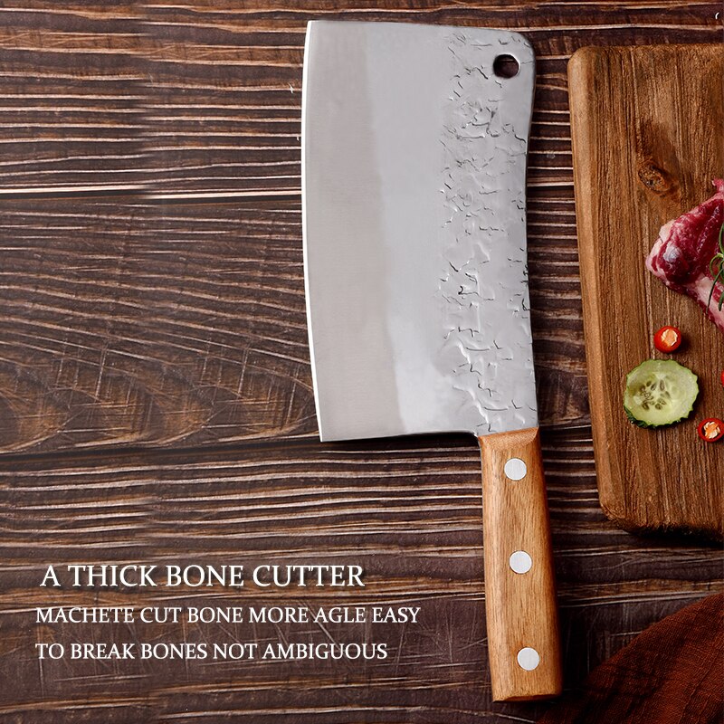 Big Bone Knives Chopping Knife 780g Stainless Steel Cleaver 5mm Blade Chopping Kitchen Knives Cutting Pork Bone 5Cr13mov Cutlery