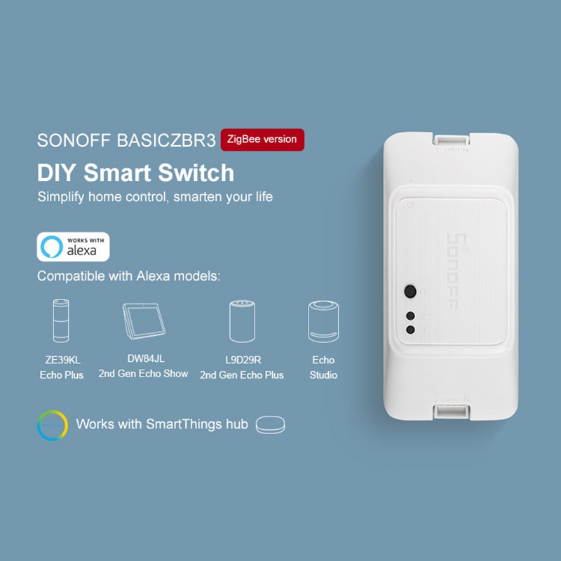 1Pc Sonoff Zigbee Schakelaar Module BASICZBR3 Diy Smart Switch Draadloze Schakelaars Vocie Controle Via Alexa Smartthings Hub
