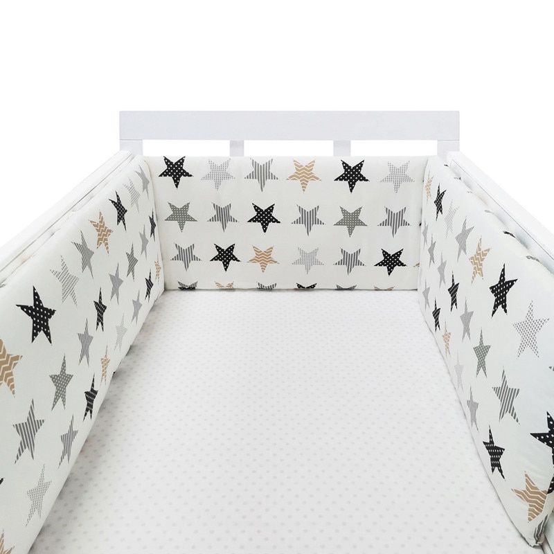 Baby Bed Crib Bumper U-Shaped stars Detachable Zipper Cotton Padded Baby Crib Rail Cover Protector Set Line bebe Cot Protector