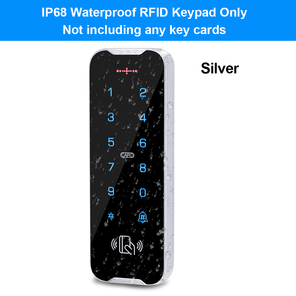Outdoor Waterproof Access Control Keypad RFID Keyboard System 125KHz Card Reader Metal Touch Controller Wiegand26/34 Doorbell: Silver Keypad ONLY