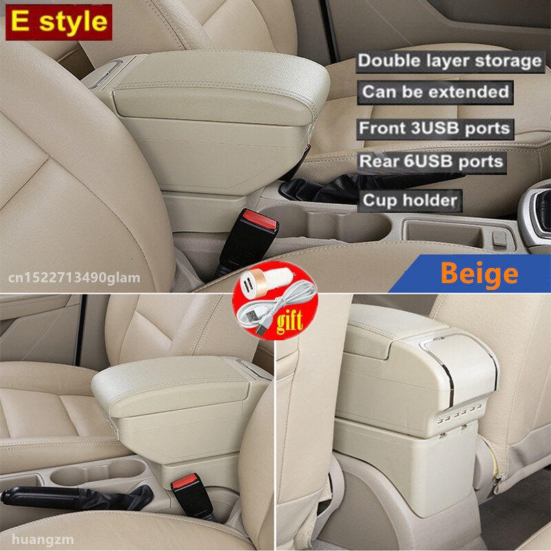 Armsteun Fo Daewoo Nexia Restyling ) interieur Center Console Storage Box Armsteun Auto-Styling Accessoires Onderdelen: E  Beige 9 USB