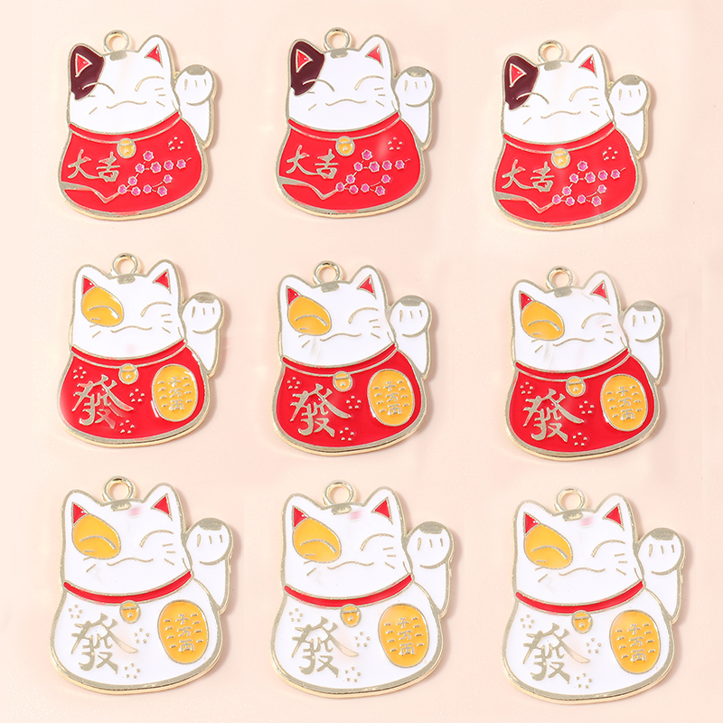 10 pezzi adorabili ciondoli cinesi fortunati per gatti per la creazione di gioielli fatti a mano fai da te simpatici ciondoli animali ciondoli collane orecchini accessori: Viola