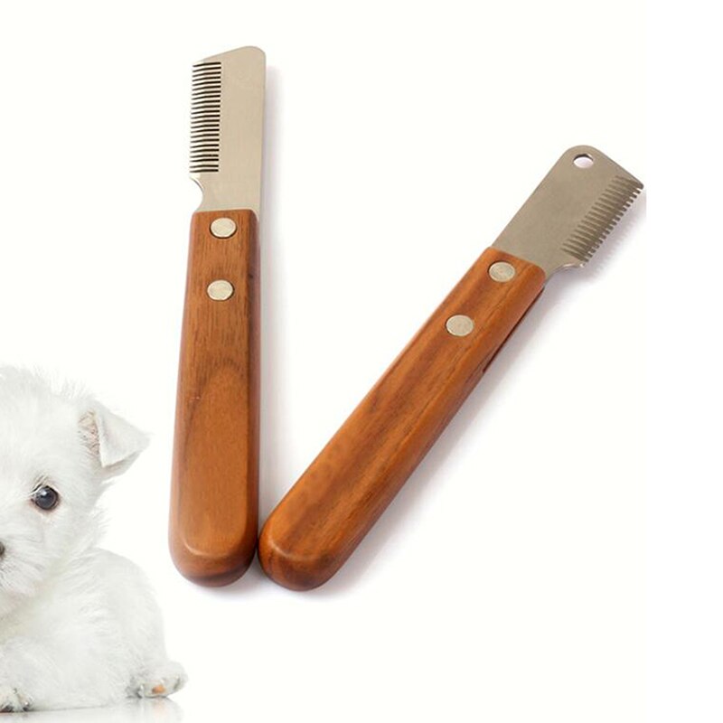 Pet Supplies Dog Comb Stainless Steel Wooden Handle Skinning Knife Pet Epilator Remove Undercoat Pet Accessories