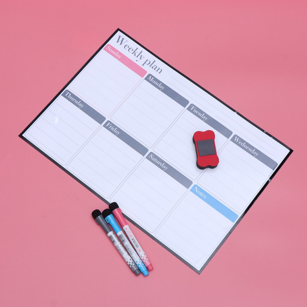 1 Set 40X30Cm Maandelijkse Plan Magnetische Whiteboard Creatieve Pet Flexibele Magneet Board Notities Herinneringen Memo Voor Thuis kantoor Refr: Default Title