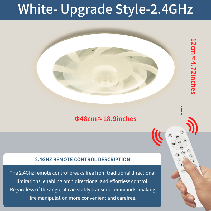 Led Plafondventilator Licht Eenvoudige En Koele Stijl Afstandsbediening Met Oneindig Dimmen 6 Niveaus Van Windsnelheid Woonkamer Slaapkamer: Black