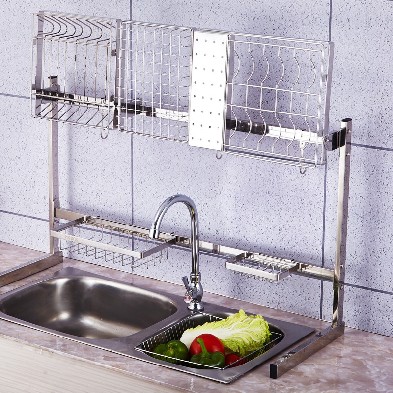 304 Stainless Steel Sink Drain Rack Kitchen Shelf ... – Grandado