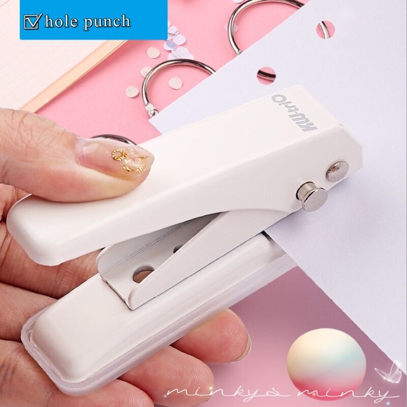 MINKYS Kawaii Binder Hole Punch For Journal Paper Ring DIY Paper Cutter Craft Machine Office School Stationery