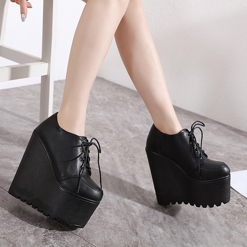 16cm Autumn Women Shoes Boots Women Wedges Heel Platform Ankle Boots