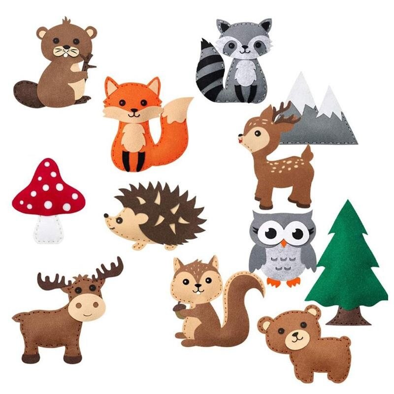 Costura DIY fieltro animales de peluche de juguete bosque animales Kit para manualidades criaturas del bosque para niños principiantes educativos de conjunto chica juguete de arte