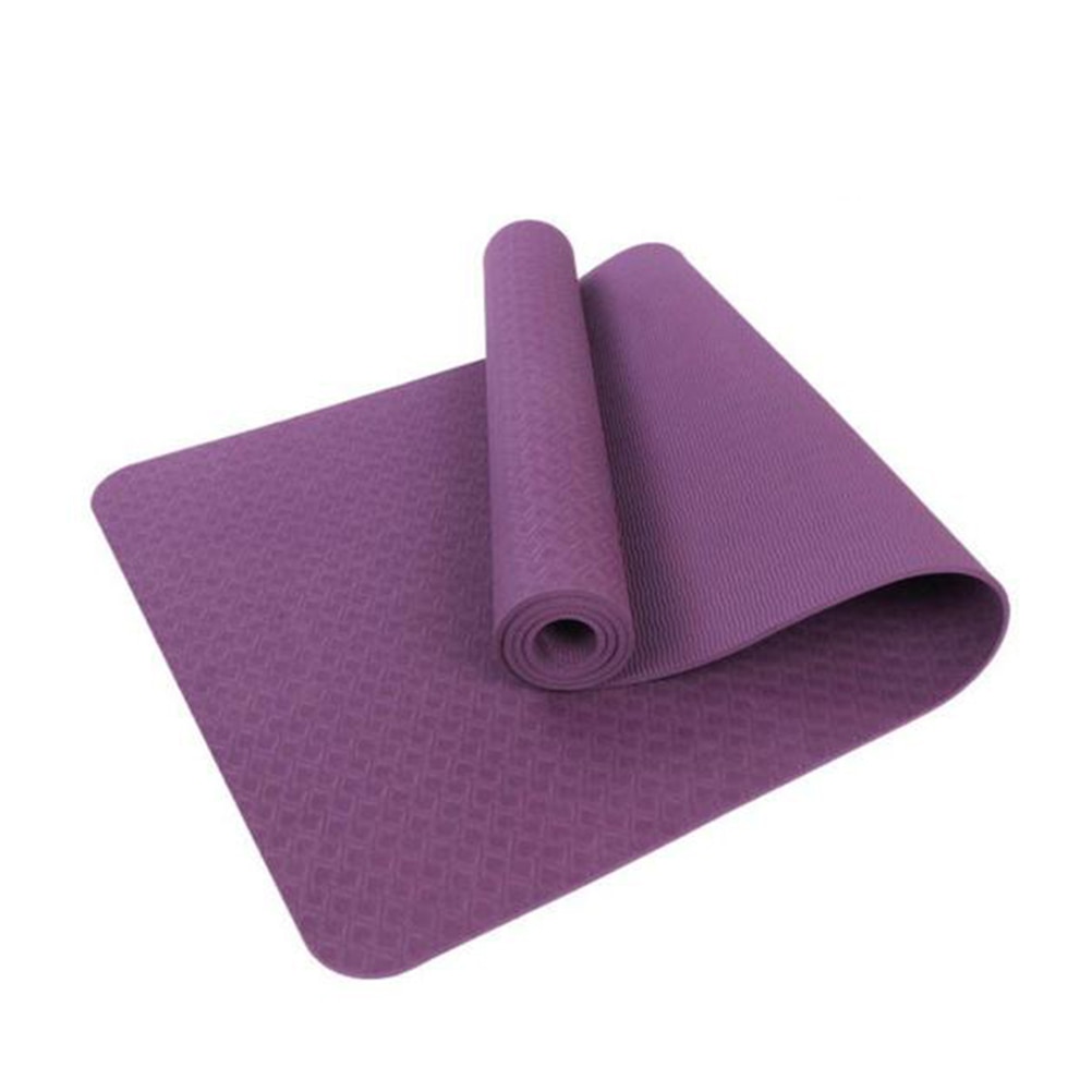 TPE6mm Eco-Friendly Portable Yoga Mat Anti-slip Yoga Fitness Outdoor Camping Exercise Mat 183x61x0.6cm (Dark Purple)