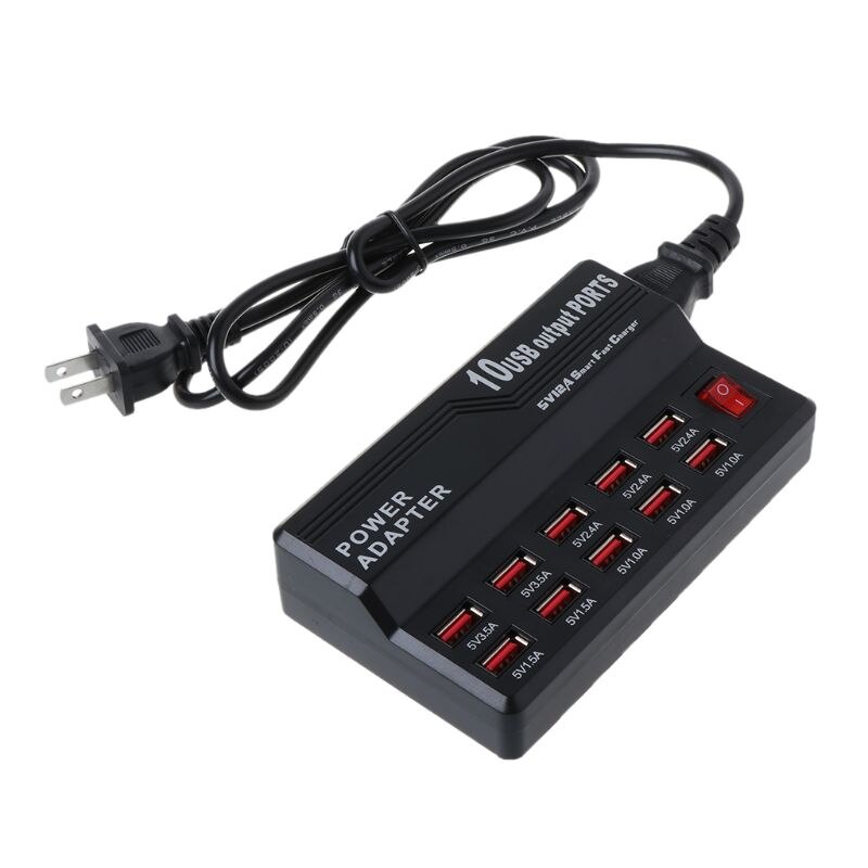 1Set 10 Ports USB Charger Multi Ports Smart Charging Station Hub For Mobile Phone Tablet iPhone iPad Samsung Accessories Y4UE