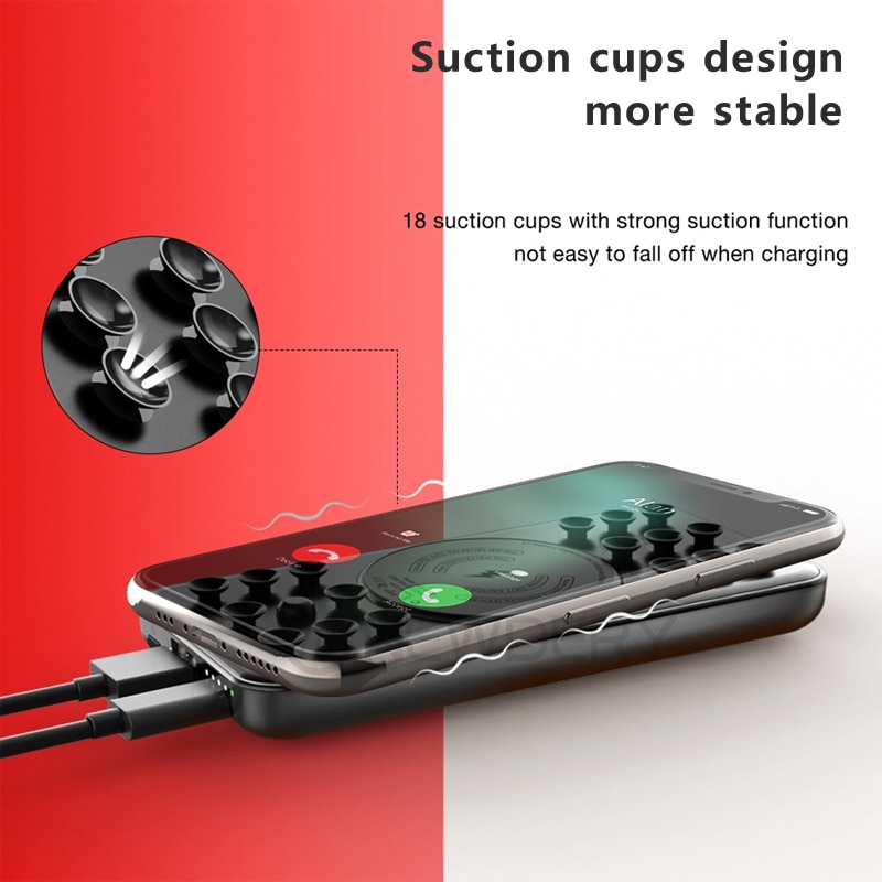 Draadloze snelladende powerbank 10000 voor iphone 11, draagbare zuignappen, draadloze draagbare oplader voor iphone 11 pro, zwart
