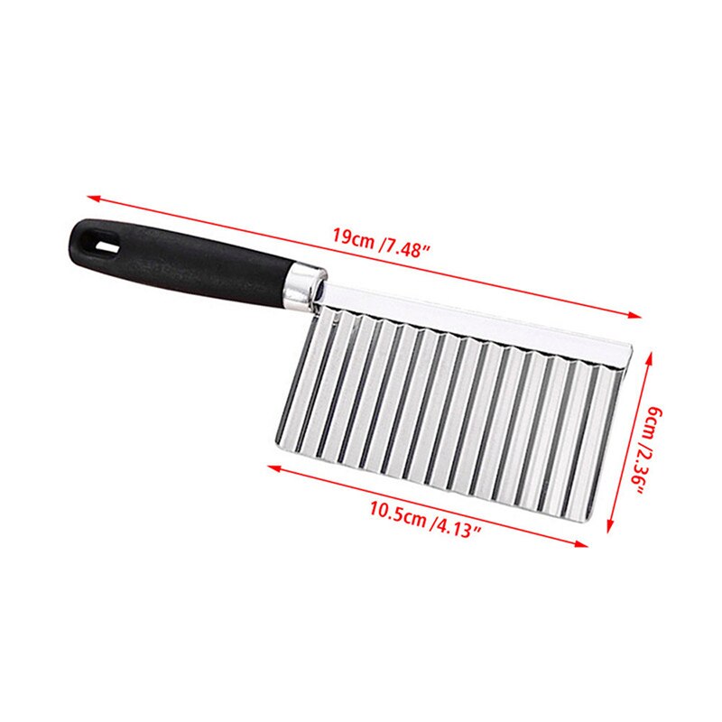 Cuchillo ondulado de acero inoxidable para cortar patatas, utensilio de cocina, herramienta para cortar frutas y verduras, máquina para patatas fritas: Default Title