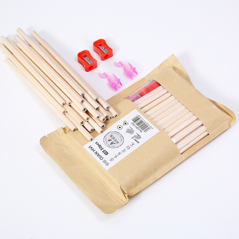 50 pcs/lot Simple 18cm Length Hexagon HB Pencil Set Student Wooden Standard Pencils School Office Stationery