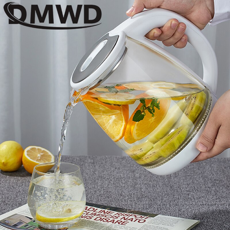 DMWD-Hervidor eléctrico de vidrio para el hogar, tetera de Blu-ray, termo, Samovar, Apagado automático, Caldera de café, 1.8L, 1500W