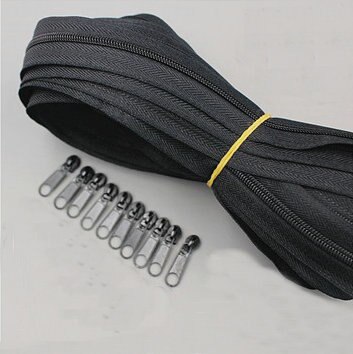 Dikker 3 #10 yards nylon rits dekbedovertrek rits DIY naaien Wit zwart 10 stks rits puller: Black