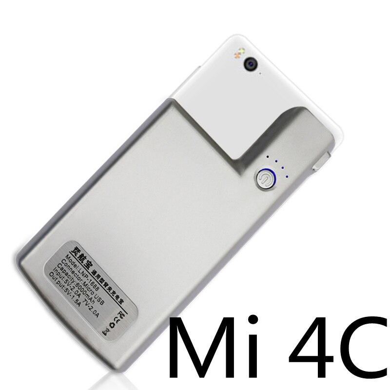 Cassa di batteria esterna per Xiaomi Mi 4C Batteria di Caso Del Caricabatteria Della banca di Potere per Il Caso di Xiaomi Mi 4S clip Posteriore Della Copertura di batteria rechargeabl: Mi 4C-bianca