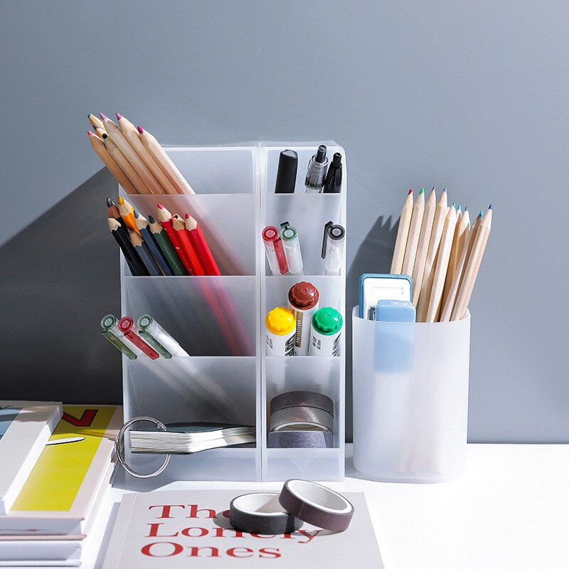 Jo life kontor gjennomsiktig plast penneholder hjemme desktop dekorasjon multifunksjonell beholder oppbevaringsboks