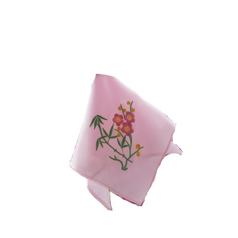 Beautiful Embroidery Handkerchiefs Square Pocket Hanky Floral Silk Handkerchief Women portable towels 26cm zakdoeken fazzoletto