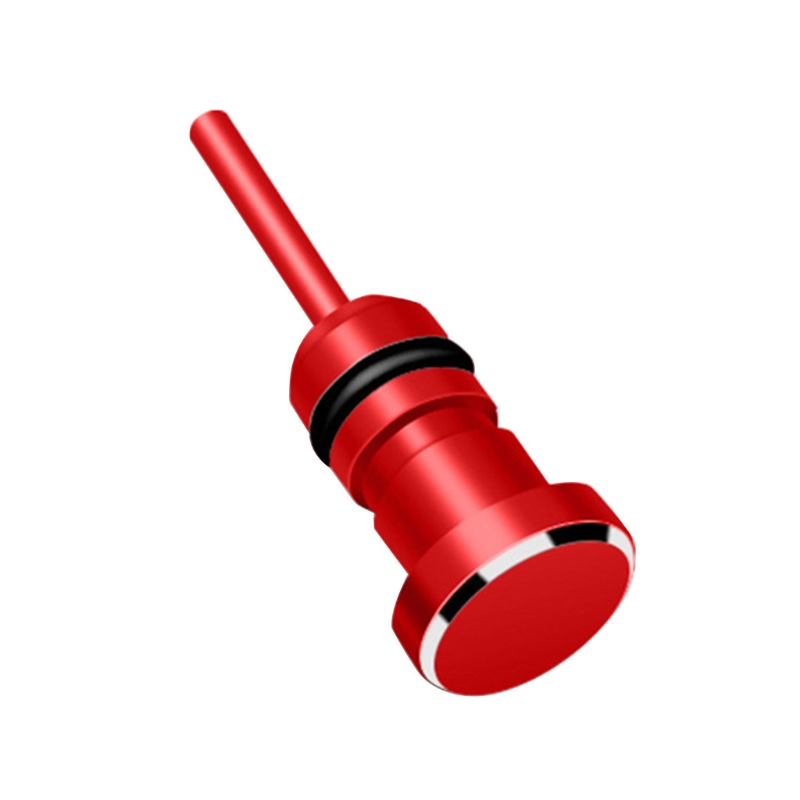 Headphone Jack Dustproof Accessories Charging Ports Protector Anti Dust Plug Portable Metal Dust Stopper Card Retrieve: Red