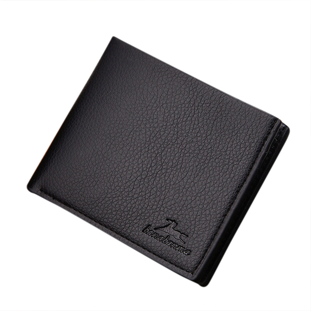 Men Wallets Solid Color Cross Pattern Open Multi Card Position Wallet Concise Wearable PU Leather Multi Position Wallet Purse: A black