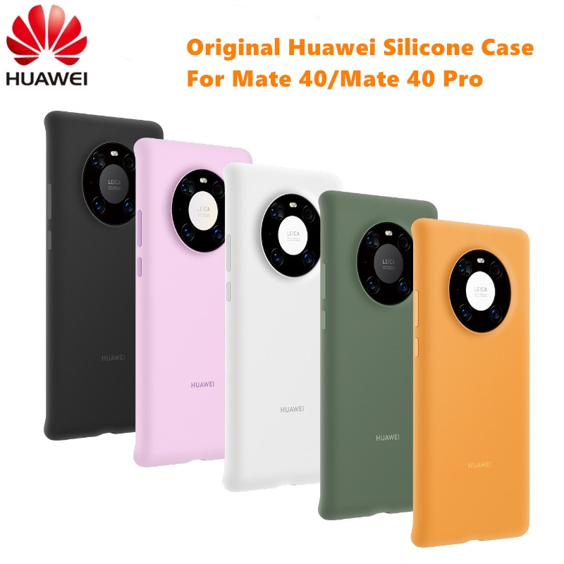 Oficial original huawei companheiro 40/companheiro 40 pro silicone caso capa traseira macia com fibra dentro capa escudo para mate40/mate40 pro