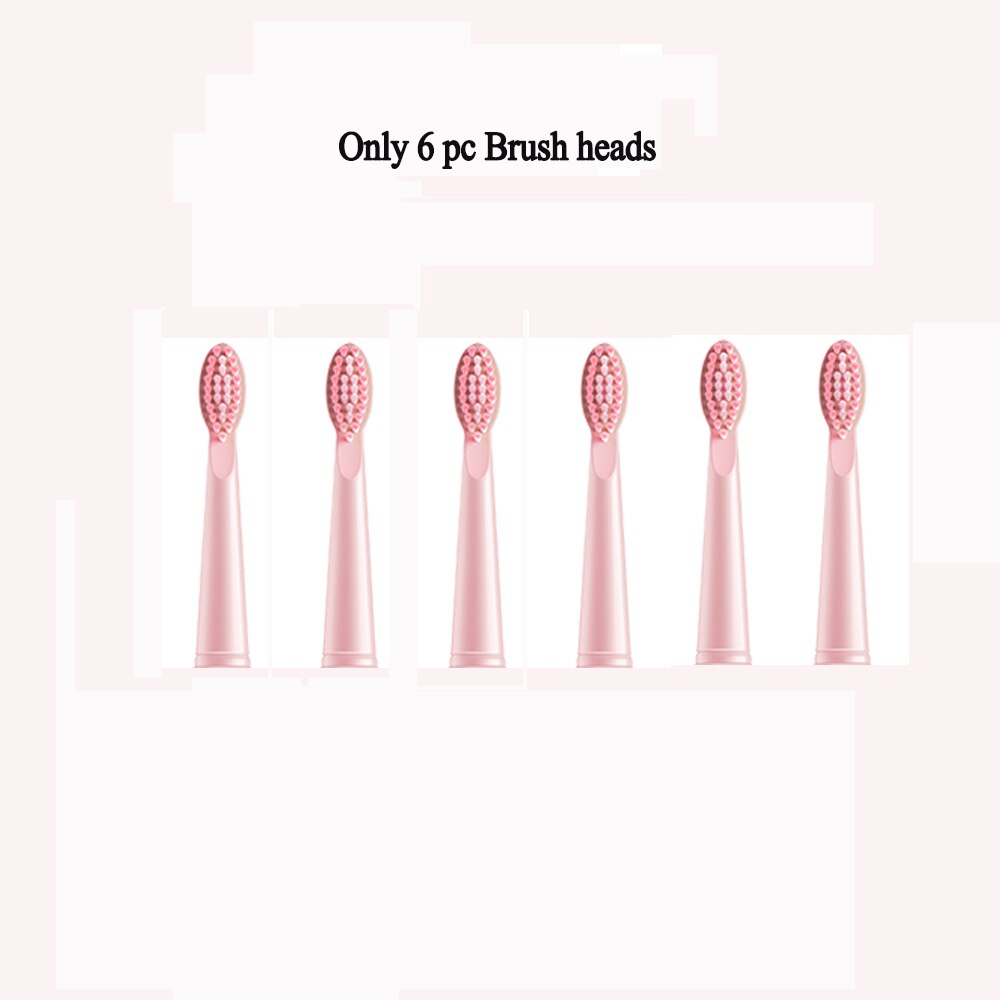 Sonic Electric Toothbrush USB Rechargeable 5 Modes Ultrasonic Automatic Brush Timer Waterproof Dental Brush Teeth Whitening: 6 Pink heads