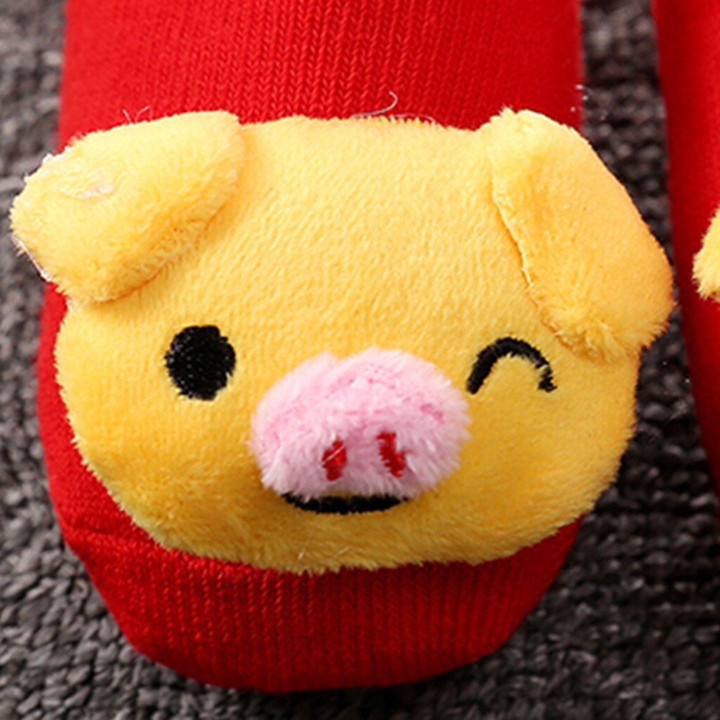 Calcetines de bebé de piso antideslizante de dibujos animados de algodón muñeca suave lindo botas recién nacido niños niñas de dibujos animados de impresión Piglet Anti-slip Calcetines