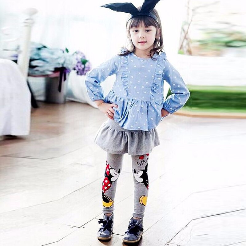 Kids Baby Girls Leggings Cartoon Printed Long Bottoming Baby Knit Legging Slim Skirts Pants Children Clothes Girls Leggings