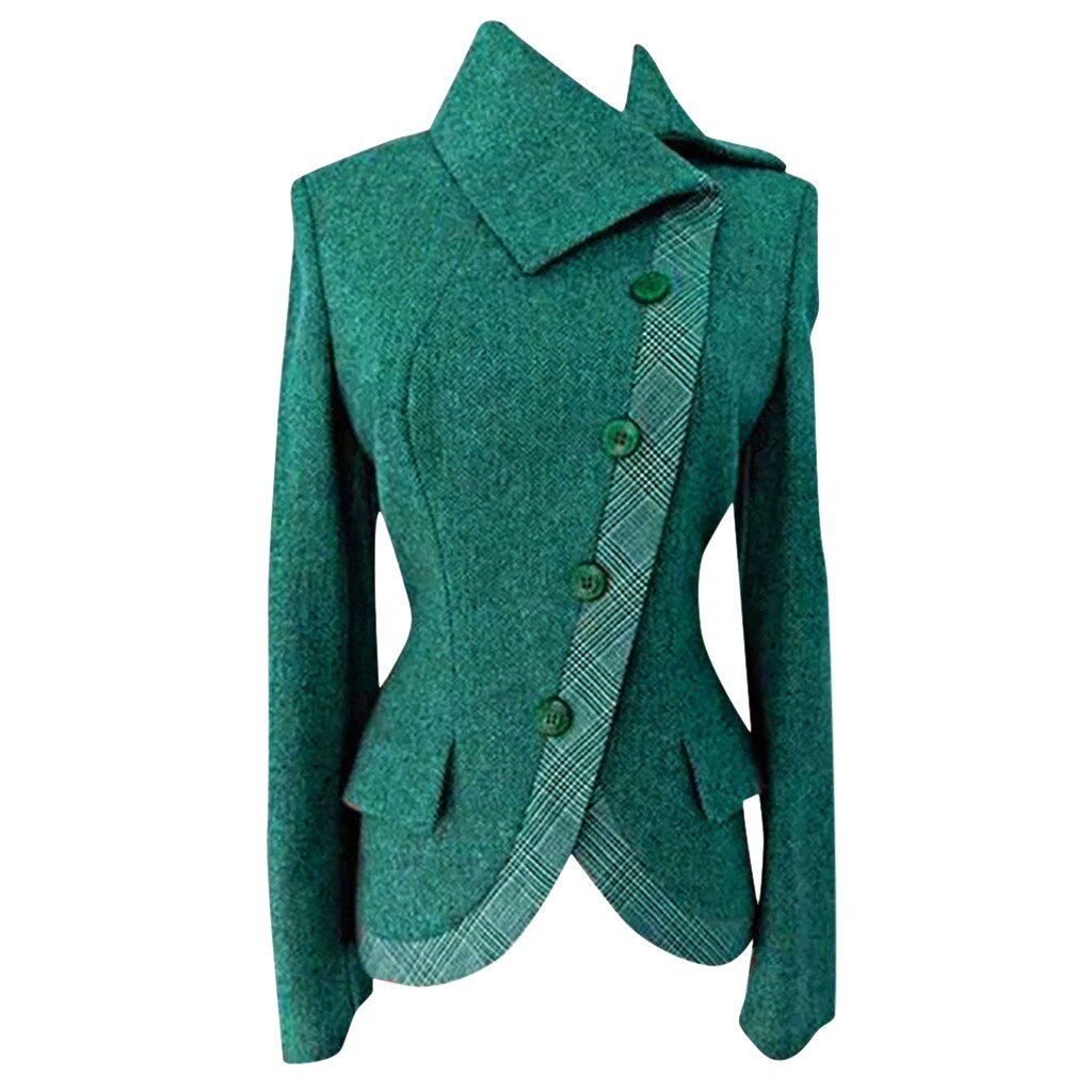 Women Gothic Vintage Overcoat Winter Outwear Jacket Slim Coat Women Casual Retro Buttoned Jacket E3: Green / 4XL