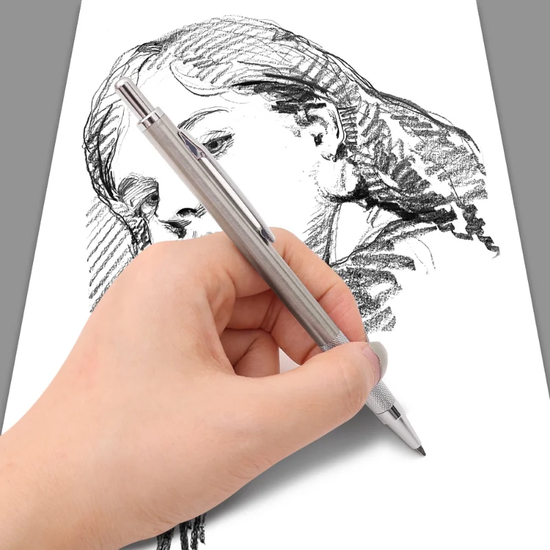 Metal Mechanical Pencil 0.3/0.5/0.7/0.9/1.3/2.0mm HB Leads Replaceable Refills Art Writing Drafting Drawing Home School Supplies