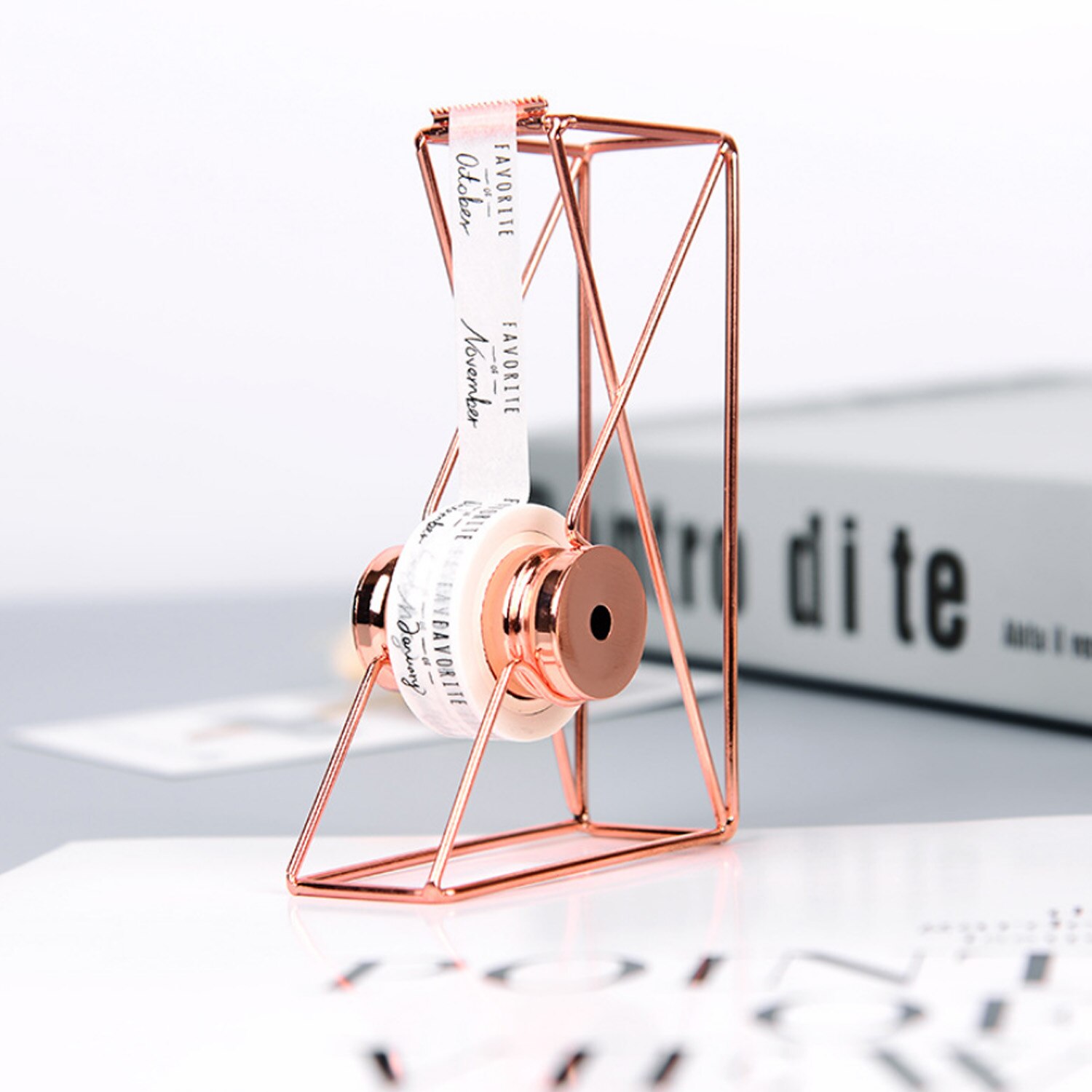 Hollow Metal Wire Tape Holder Cutter Dispenser Stand Holder Rack for Home Office School Stationery Desktop Supplies