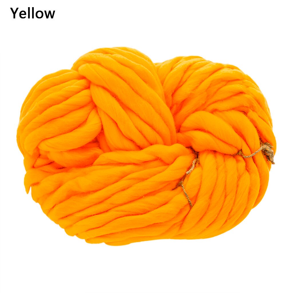 Super Knitting Blanket Chunky Yarn Soft Thick Arm Roving Bulky Wool Yarns DIY Crochet Thread Knit Blankets Hat Scarf#20: Yellow 