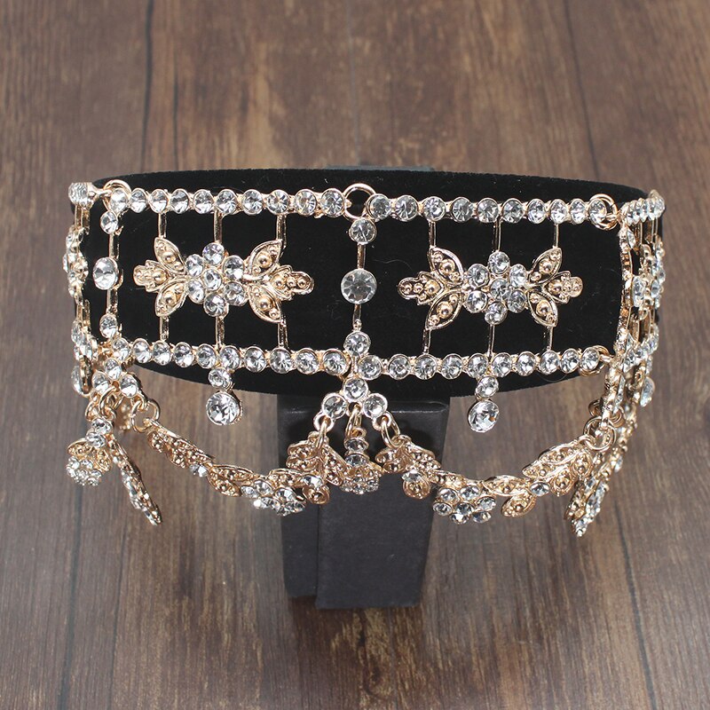 Luxe Vintage Shiny Crystal Rhinestones Geometrische Kwastje Temperament Hoofdband Haar Accessoires Voor Vrouwen Bruiloft