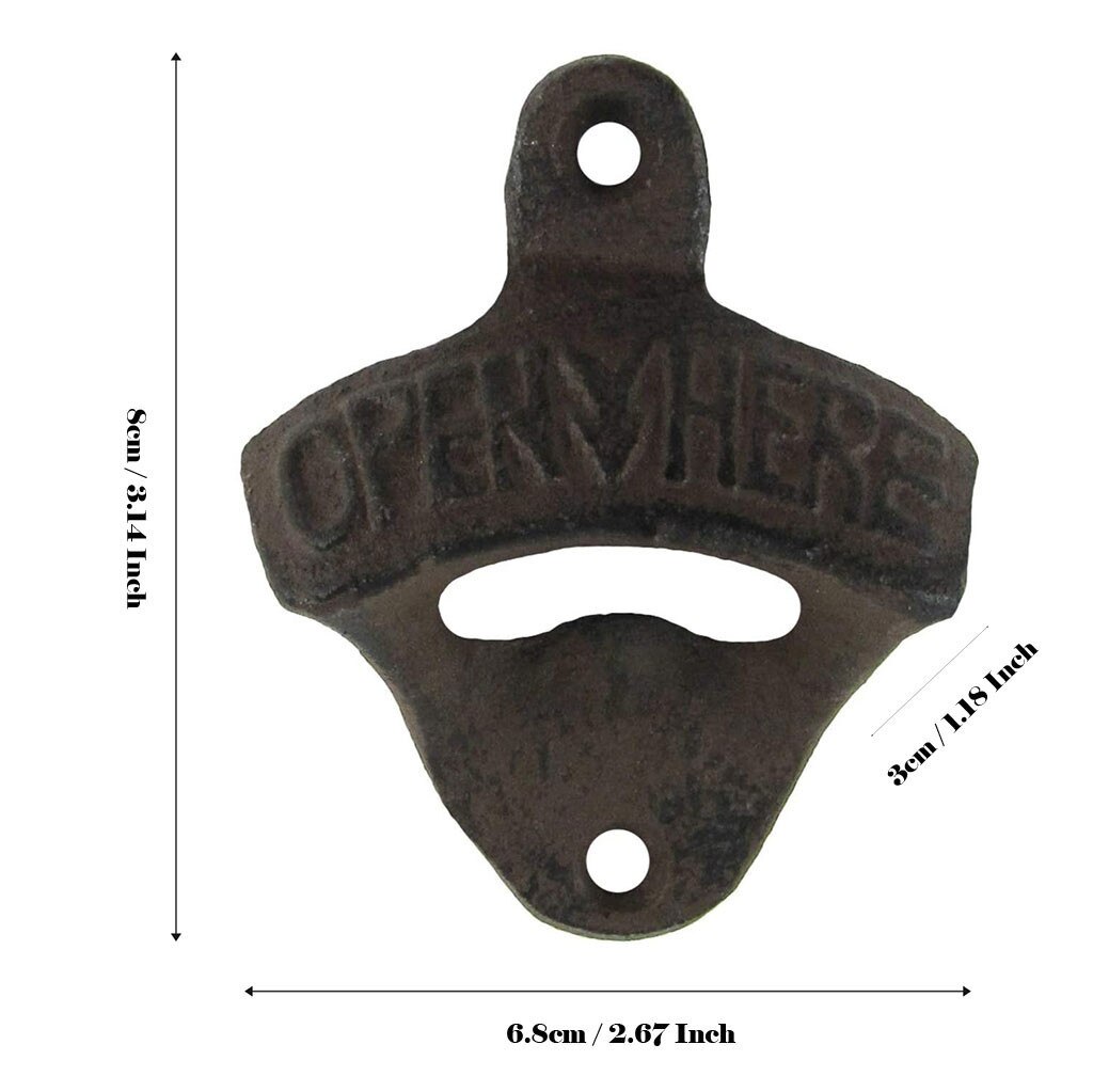Multifunctional Can Opener Kitchen Iron Wall Mount Open Here Beer Cap Bottle Opener Rustic Bar Decor Openers Beer Bottles L1020