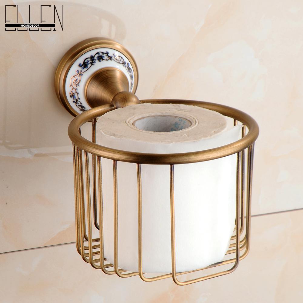Vidric Antique Bronze Bathroom Accessories Sets Towel Shelf Towel Holder Toilet Paper Holder Rove Hook Ceramic Bathroom Products: Tissue Basket