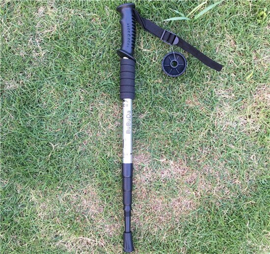 2Pcs Nordic Walking Sticks Telescopic Baton Trekking Poles Ultra Hiking Walking Canes With Rubber Tips Adjustable Bands: Silver Straight hand