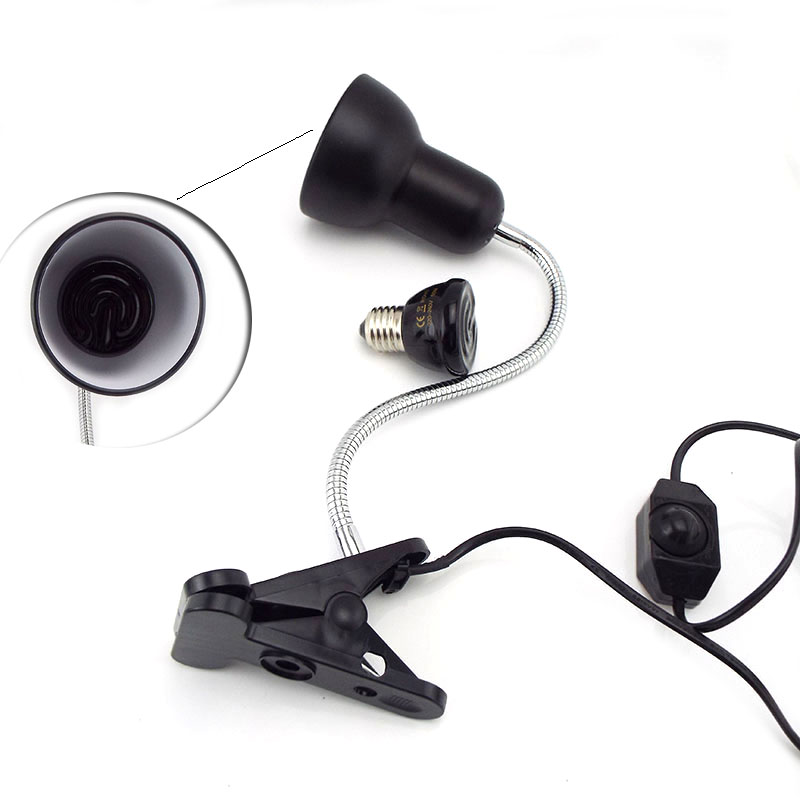 Kit de Mini lámpara de calor para reptiles, 50W, 75W, 100W, con luces de Clip E27, soporte de enchufe, lámpara de calefacción, juego de iluminación para tortugas