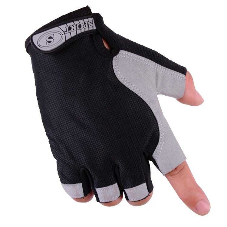 outdoors Men Gloves Half Finger Soft Fabric Breathable Anti Slip Weight Lifting Sports Gym Gloves Sports Gym Gloves Wrist: Black / M