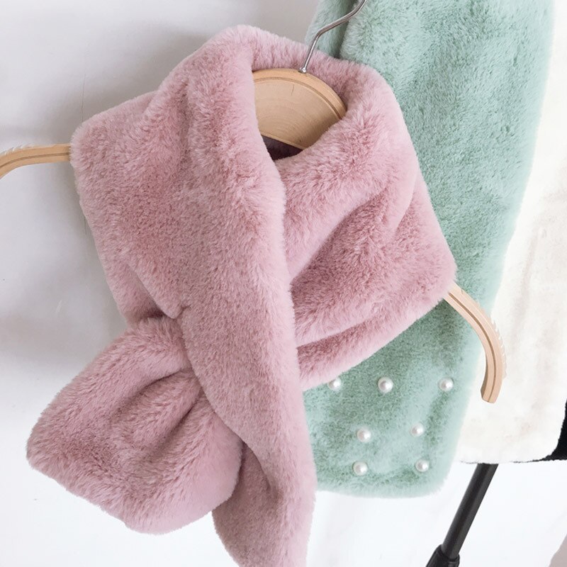 Imitatiebont warme dames sjaal winter dikke snood sjaal imitatiebont zachte sjaals effen kleur kraag sjaal voor dames