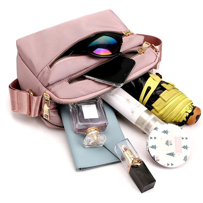 Kvinder nylon skuldertaske vandtæt multi-lomme lynlås taske luksus håndtasker kvinder crossbody tasker til bolsa feminina sac