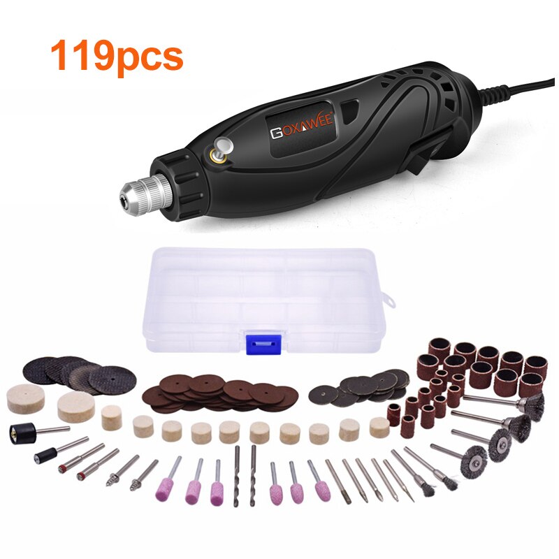 GOXAWEE-taladro eléctrico de 12V, herramientas rotativas, Mini taladro, bolígrafo grabador eléctrico, herramientas eléctricas con Dremel, accesorios de molienda: 4098-119 / EU
