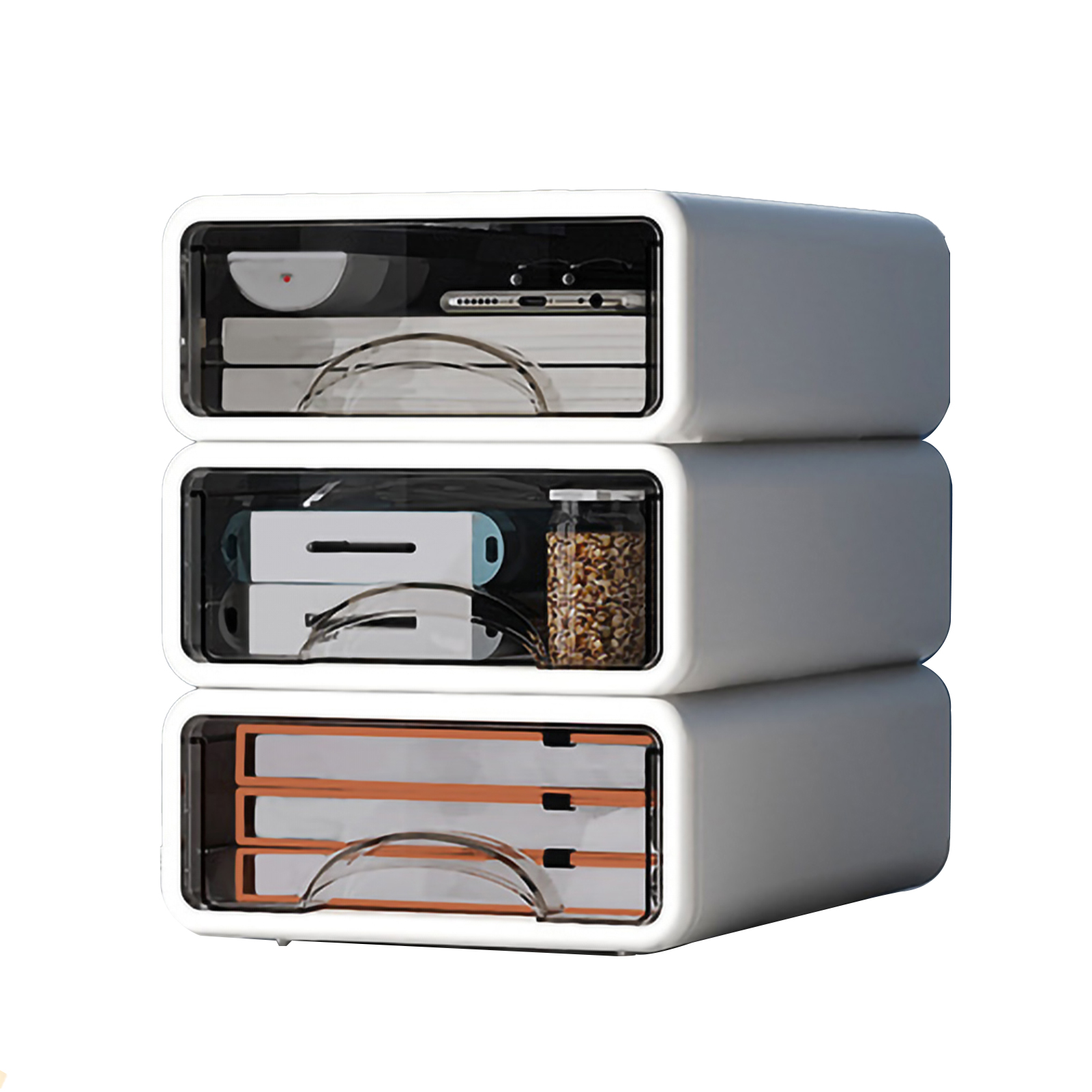 1 Pc Storage Drawers Desk Organizer Boxes Multi-Layer Stackable Storage Boxes Clutter Desk Shelving Jewelry Box for Home Office: Red